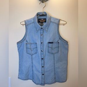 Harley-Davidson Denim Vest | Y2K Vintage | Size M